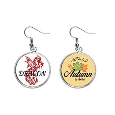 Imagem de Asas de animais, dragão oriental, dragão ocidental, orelha, pendente, folha de outono, joia