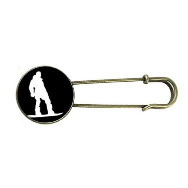 Imagem de Skateboarding Sport Black Outline Pattern Retro Metal Broche Clip Joias