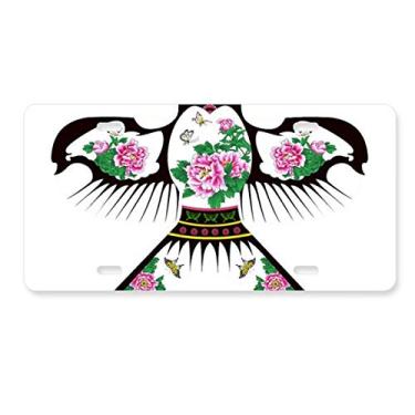 Imagem de DIYthinker Cultura chinesa tradicional padrão de pipa placa de licença decoração de aço inoxidável automóvel