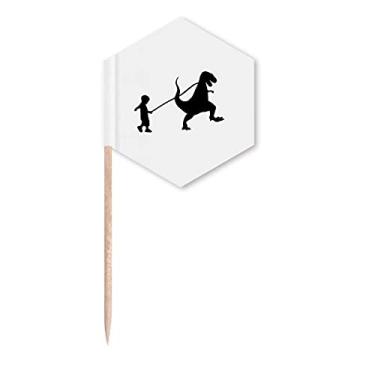 Imagem de Bandeiras de palito de dente com movimento de dinossauro, corda infantil, palitos de cupcake, festa e celebração