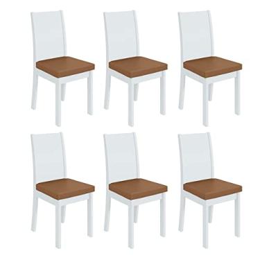 Imagem de Conjunto 6 Cadeiras Athenas Móveis Lopas Branco/corino Caramelo