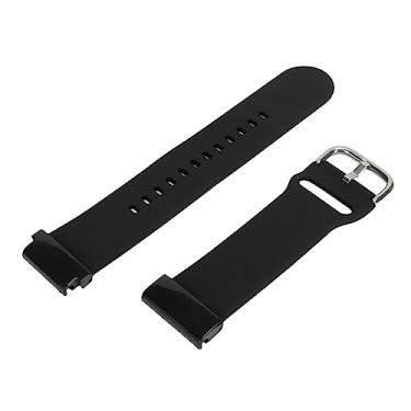 Imagem de Pulseira de Relógio de Silicone, Pulseira de Relógio Macia 26 Mm Fivela de Aço Inoxidável à Prova de Suor para Relógios Inteligentes para Exercícios (Preto)