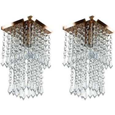 Imagem de Kit 2 Lustre Plafon De Cristal Acrilico Spark Cobre