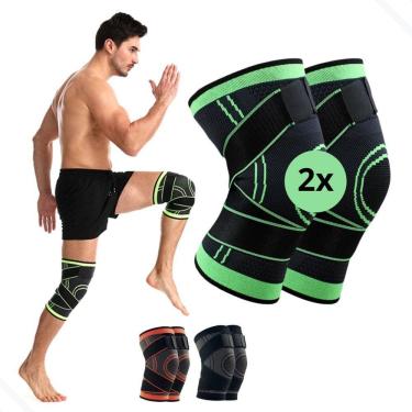 Imagem de Par Joelheira Compressão Tensor Perna Alivia Dores Crossfit