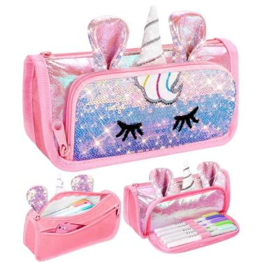 Imagem de Estojo de lápis LISEVO Cute Unicorn 3D Bolsa de lápis para meninas
