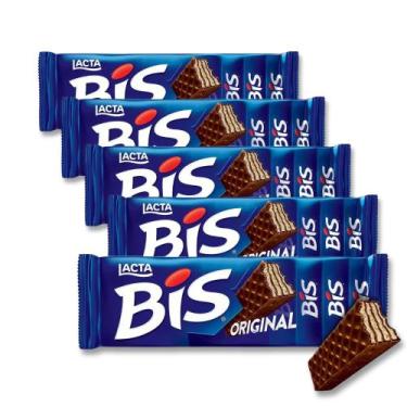 Imagem de Bis Chocolate Ao Leite Lacta Kit 5 Caixas - 20 Unidades 126G