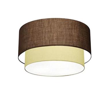 Imagem de Plafon Duplo Cilíndrico Cúpula Tecido 25/40x35, Vivare Iluminação, Plafon3045 LCLA, Café/Bege, Médio