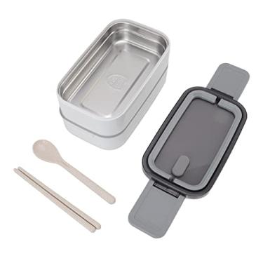 Imagem de Caixa Bento, Caixa de Aço Inoxidável, Lancheira Lancheira à Prova de Vazamentos para Micro-ondas Com Pauzinhos e Colher Recipiente de Almoço de Camada Dupla de Grande