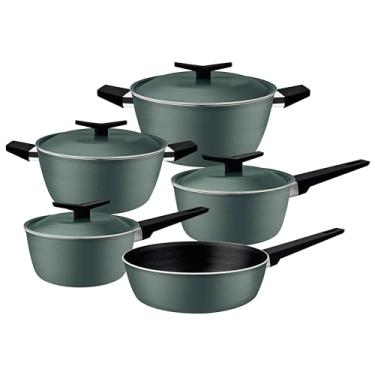 Imagem de Jogo de Panelas Tramontina Spezia em Alumínio com Revestimento Interno e Externo em Antiaderente Starflon Excellent Verde Mar 5 Peças