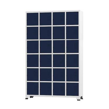 Imagem de Armário Roupeiro De Aço 24 Portas Para Vestiário Academia Locker Azul Marinho com Chave