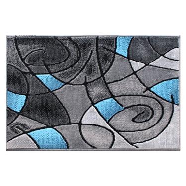 Imagem de Masada Rugs, Tapete de área contemporâneo moderno, azul, cinza, preto (60 cm x 9 metros)