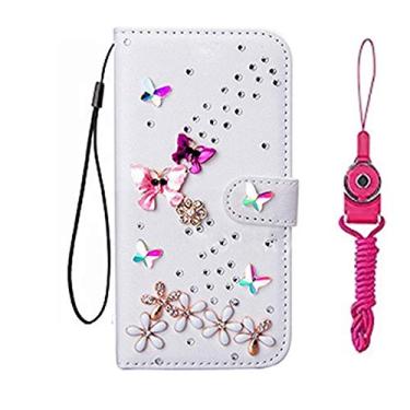 Imagem de Capa para Apple iPhone 14 Pro, carteira de couro brilhante feita à mão e alça de pescoço [suporte] [fecho magnético] para Apple iPhone 14 Pro capa de telefone (tamanho 27)