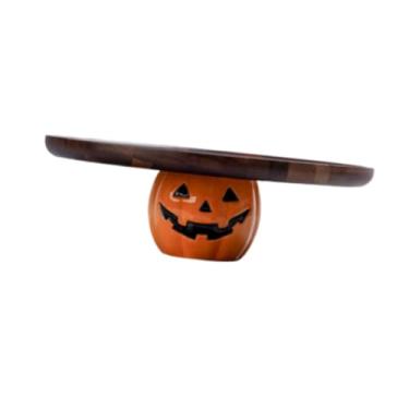Imagem de Generic Bandeja de abóbora de Halloween, prato redondo para bolo, prato de sobremesa, prato de pedestal para casamentos e doces, Diâmetro 26cm