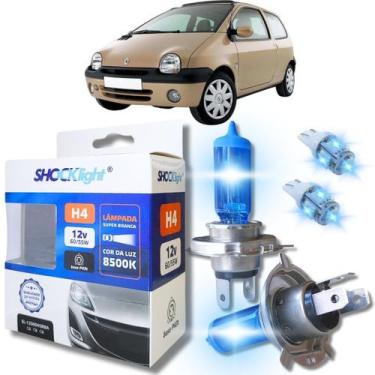 Imagem de Kit par lâmpadas super branca conector h4 8500k shocklight + par leds 