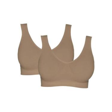 Imagem de 2 Top Sem Bojo Hanes De Academia Liso Feminino, Chocolate, P