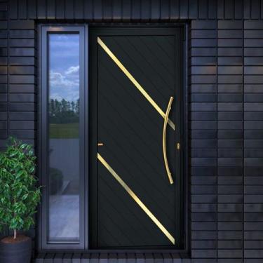 Imagem de Porta de Aluminio Pivotante Lambril 210x120cm com Puxador Super Duna B