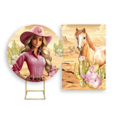 Imagem de Painel De Festa Redondo 1,50x1,50 + Painel Vertical 1,50x2,20 - Boneca