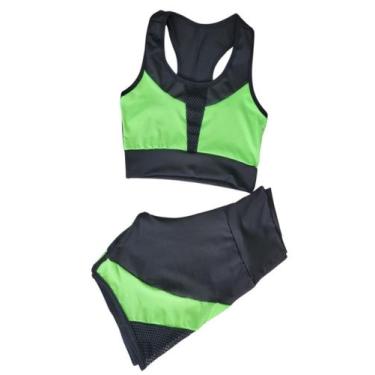 Imagem de Conjunto Fitness Feminino Roupa Academia Short E Top - WM, GG, Verde