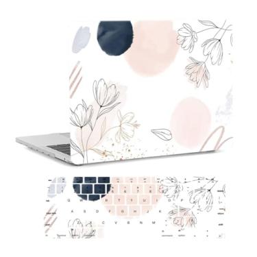 Imagem de Capa para laptop compatível com MacBook Pro 14 polegadas 2023 2022 2021 versão A2992 A2918 A2779 A2442 com tela retina e Touch ID, capa rígida de plástico e capa de teclado, rosa e branco