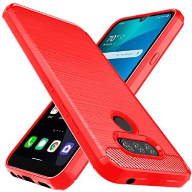 Imagem de Osophter Capa para LG Premier Pro Plus L455DL, capa para LG Xpression Plus 3 capa de telefone de borracha TPU flexível com absorção de choque para LG Harmony 4 (vermelho)