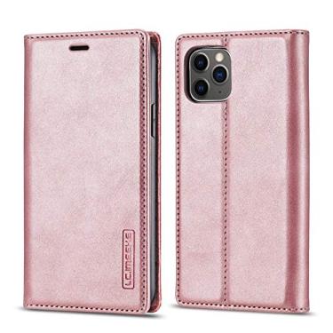 Imagem de EYZUTAK Capa para iPhone 11 de 6,1 polegadas, capa carteira vintage clássica de couro fosco flip estilo notebook com fecho magnético e compartimentos para cartão - ouro rosa
