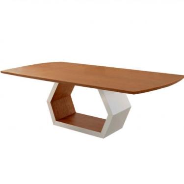 Imagem de Mesa para Sala de Jantar Ane 220cm Madeira Tampo Barril Laminado Moder
