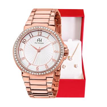 Imagem de Kit Relógio Feminino Champion Ana Hickmann Rosê Analógico AH28633Z Cristais