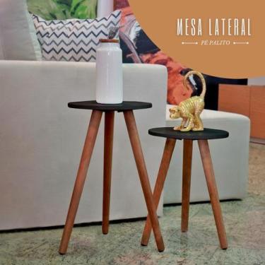 Imagem de Mesa Lateral Apoio De Canto Para Sala Quarto Decorativa - KELAN, Preto