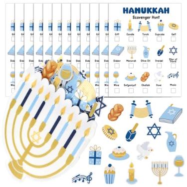 Imagem de Hollowfly Hanukkah Scavenger Hunt Game Chanukah Decoration Including 15 Scavenger Hunt Cards 45 Felt Hanukkah Element Pieces with Menorah Bag for Kids Adults Hanukkah Party Activities