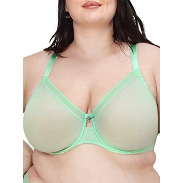 Imagem de Curvy Couture Malha transparente feminina, cobertura total sem forro, suporte sexy plus size, Appletini, 42G