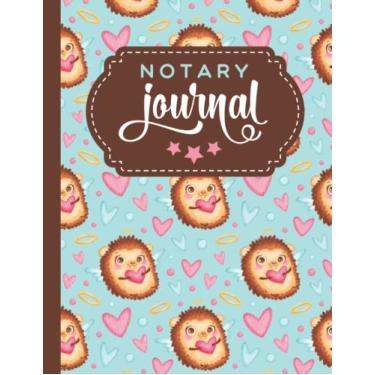 Imagem de Notary Journal: 8.5x11 Large Notarial Logbook/With 200 Numbered Pages - Two Record Logs Per Page / 400 Records/Ledger Book Gift For Signing Agents/Pink Blue Hedgehog Lover Pattern