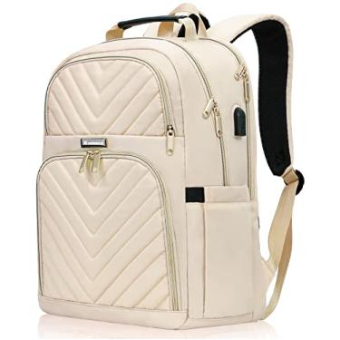 Imagem de Mochila de viagem para laptop para mulheres, bolsa de trabalho acolchoada de 15,6 polegadas com porta de carregamento USB, mochila escolar para adolescentes e meninos, mochila grande antifurto para