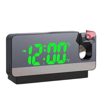 Imagem de Relógio Digital Espelhado Projetor Horas Temperatura Umidade Despertad