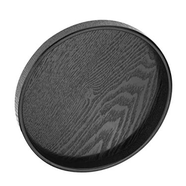 Imagem de Bandeja de Porção de Madeira Maciça, Bandeja de chá, Bandeja de chá de chá Redonda de café de café Com Superfície Sem Deslizamento e Bordas Elevadas Refeições de Comida que Serve