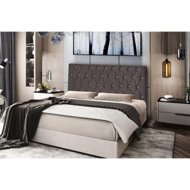 Imagem de Kit 2 Cabeceiras Pérola 195Cm Para Cama Box King Suede Marrom Claro