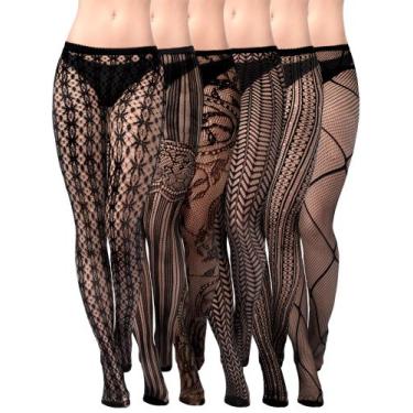 Imagem de Meias de meia-calça Skylety, 6 pares femininas, tamanho grande, L-XXXL