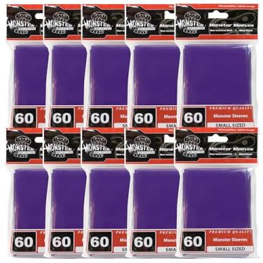 Imagem de Monster Protectors Mangas - 600 unidades roxas tamanho pequeno acabamento brilhante - compatível com MTG Magic The Gathering e outras cartas de jogos, trocas, esportes e colecionáveis de tamanho