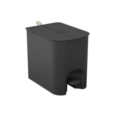 Imagem de Lixeira Com Pedal Borboleta 12l Preto Com Alça Bege Coza