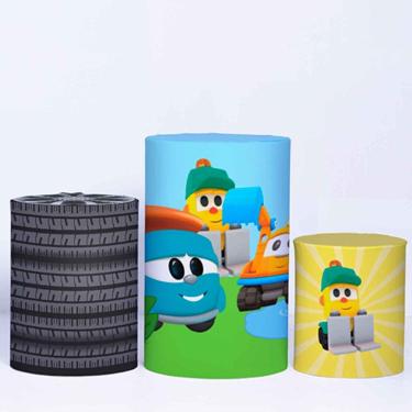 Imagem de Trio de Capa Cilindro para Festa Infantil Veste Fácil c/ Elástico Léo - Fera Print