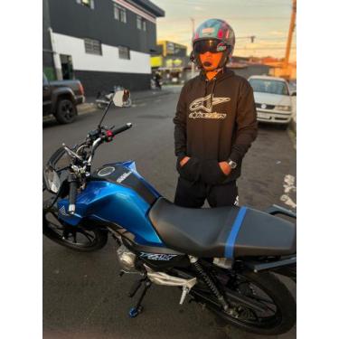 Imagem de Moletom Masculino Alpinestars Moto Inverno Capuz Bolso Canguru Preto E
