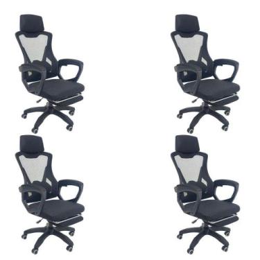 Imagem de Kit 4 Cadeiras de Escritório Presidente Executiva Oficial Supreme Pret