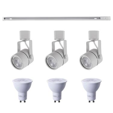 Imagem de Kit Trilho 1m + 3 Spots Classic Branco + 3 Lâmpadas Gu10 6w - Nordecor 6000k (branco Frio)