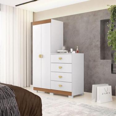 Imagem de Cômoda Roupeiro Cris 2 Portas e 4 Gavetas Para Quarto Bebê - Vila Rica