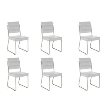 Imagem de Kit 6 Cadeiras Sala Jantar 1736 6 Uni Prata-courino Branco Carraro