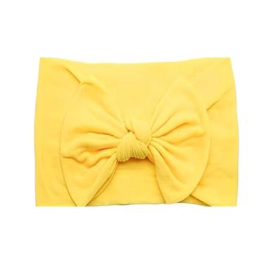 Imagem de Laços De Cabelo Infantil Menina Turbantes De Bebê Fixa Grossa Amarelo Candy