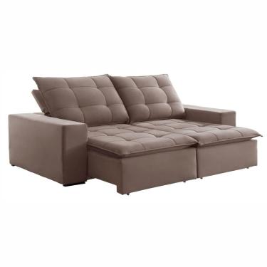 Imagem de Sofá Retrátil E Reclinável Paris Veludo Bege Escuro 2,50m