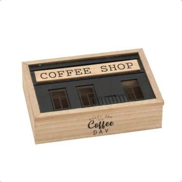 Imagem de Caixa De Café Organizador De Cozinha 6 Divisórias Mdf