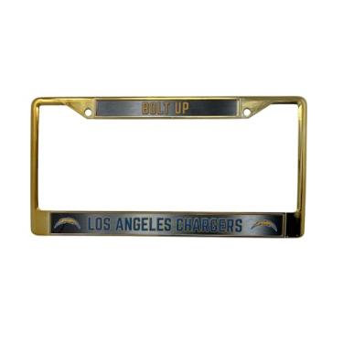 Imagem de Moldura de placa de licença cromada padrão NFL/NCAA, 30,5 x 15,2 cm, cores do time (Los Angeles Chargers)