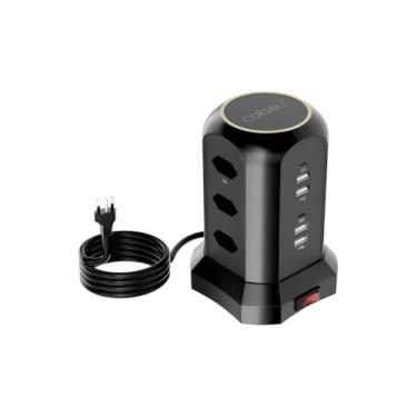 Imagem de Extensão Tomada De Torre 9tomadas 4usb 2type-c Preto (preto)