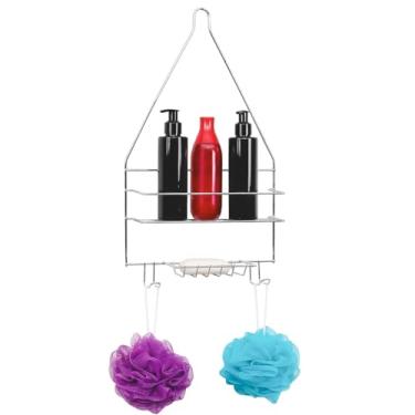 Imagem de Porta Shampoo com Saboneteira e Ganchos Aço Inox para Chuveiro